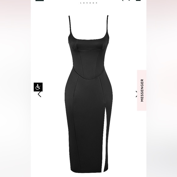 House of Cb CASIMIRa BLACK SATIN CORSET MIDI DRESS - Picture 5 of 10